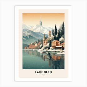 Vintage Winter Travel Poster Lake Como Italy 2 Art Print