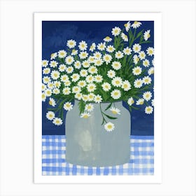 Bouquet Daisies Vase Goauche Painting Art Print