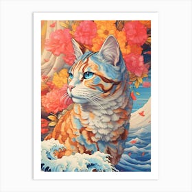 Cat In The Sea Art Print