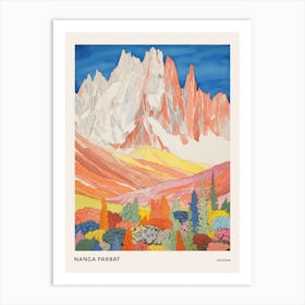 Nanga Parbat Pakistan 2 Colourful Mountain Illustration Poster Art Print