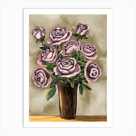 Purple Roses In A Vase 18 Art Print