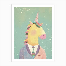Pastel Unicorn In A Suit 1 Art Print