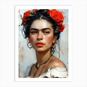 Mexican woman portrait painting Art Print