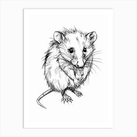 B&W Opossum Art Print