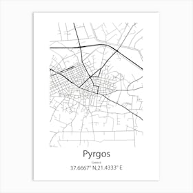 Pyrgos,Greece Minimalist Map Art Print