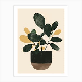 Jade Plant Minimalist Illustration 5 Art Print