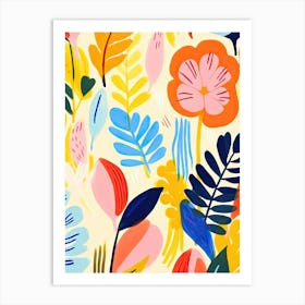 Chromatic Petal Symphony; Whimsical Flower Market Art Print