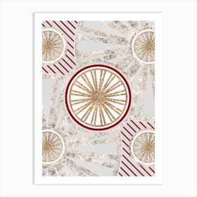 Geometric Abstract Glyph in Festive Gold Silver and Red n.0073 Art Print
