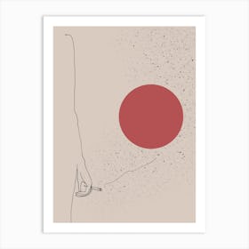 Fume Red Abstract Line Art Print