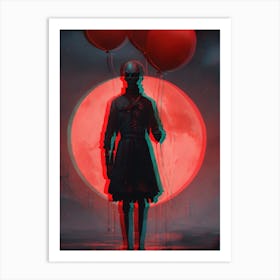 Girl With Red Balloons Art Print