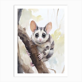 Light Watercolor Painting Of A Sugar Glider 7 Art Print