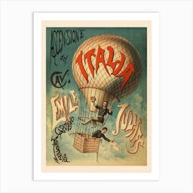 Hot Air Balloon Vintage Italian Poster Art Print