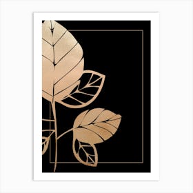 Gold Leaf on Black 10 Art Print