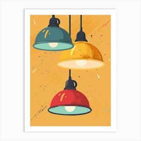 Three Colorful Lamps Art Print