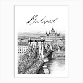 Budapest Monochrome Cityscape Art Print