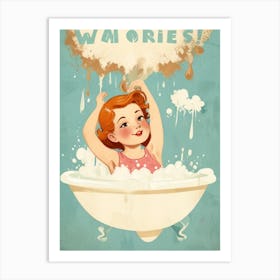 Girl Taking A Bath Art Print