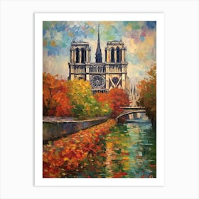 Notre Dame Paris France Monet Style 3 Art Print