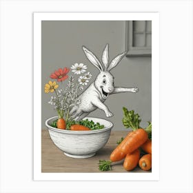 Rabbit In A Bowl Art Print