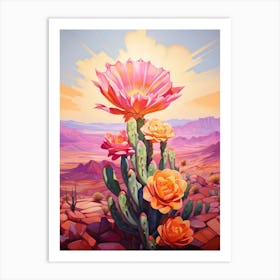 Cactus In The Desert Painting Canthocalycium 2 Art Print