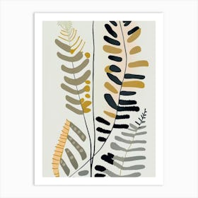 Maidenhair Spleenwort Wildflower Modern Muted Colours 2 Art Print