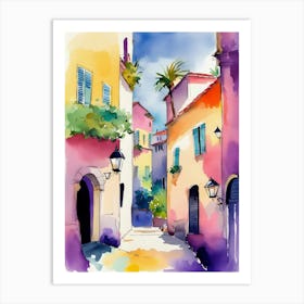 Watercolor Street Painting Art Print