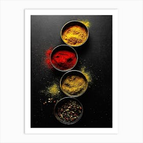 Colorful spices (Italian, Spanish cuisine) — Food kitchen poster/blackboard, photo art Art Print