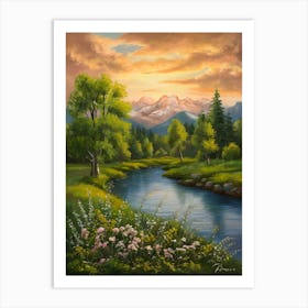 Sunset By The River 3 Art Print