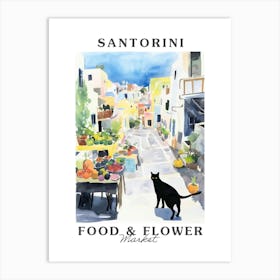 Food Market With Cats In Santorini 3 Poster Art Print