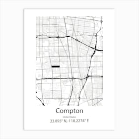 Compton,United States Minimalist Map 1 Art Print