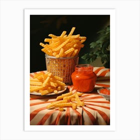 Fries Vintage Cookbook Style Art Print
