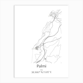 Palmi,Italy Minimalist Map Affiche