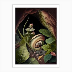Snail In Cave 1 Botanical Art Print