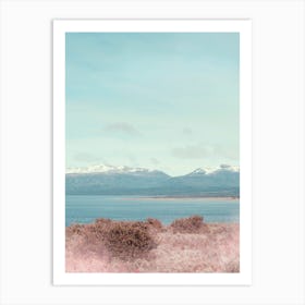 Pastel Landscape And Snowy Mountains Art Print
