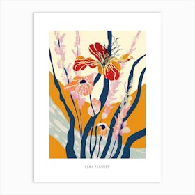 Colourful Flower Illustration Poster Flax Flower 2 Art Print