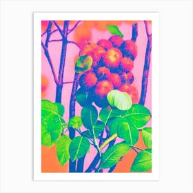 Rambutan 1 Risograph Retro Poster Fruit Art Print