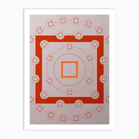 Geometric Abstract Glyph Circle Array in Tomato Red n.0070 Art Print