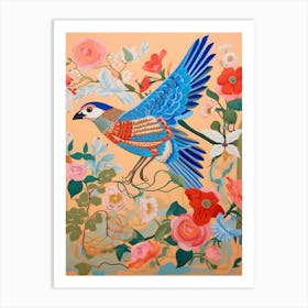 Maximalist Bird Painting Blue Jay 2 Art Print