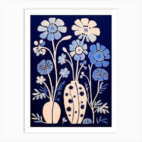 Blue Flower Illustration Queen Annes Lace 1 Art Print