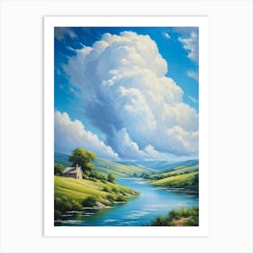 Cumulus Clouds Billowing Gentle Giants Against A Backdrop Of Vivid Azure Sky Tower Over A Varied Art Print