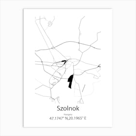 Szolnok,Hungary Minimalist Map Art Print