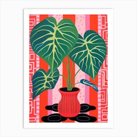 Pink And Red Plant Illustration Monstera Mint 1 Art Print