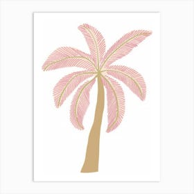 Palm In Pink Summer Beach Illustration Art Print