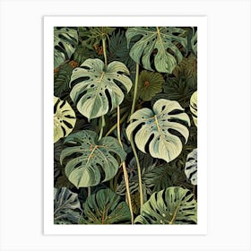 William Morris Monstera Leaves Art Print