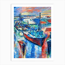 Port Of Rotterdam Netherlands Abstract Block harbour Art Print