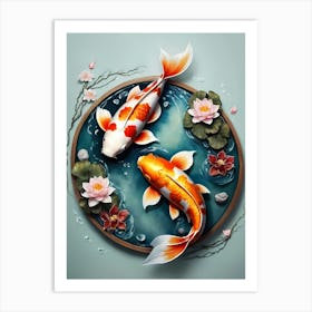 Koi Fish Yin Yang Painting (19) Art Print
