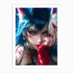 Anime Girl With Cat Mask 1 Art Print