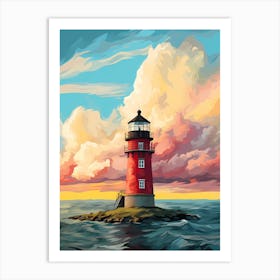 Sunset Lighthouse Art Print