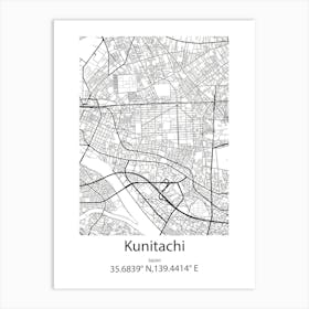 Kunitachi,Japan Minimalist Map Poster