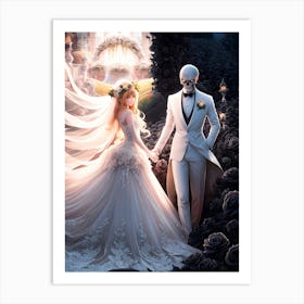 Beauty and the Skeleton Wedding Art Print #3 Art Print