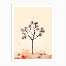  Minimalist Joshua Tree At Dusk In Desert Line Art 2 Art Print